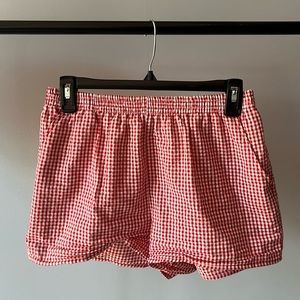 Red and white gingham shorts
